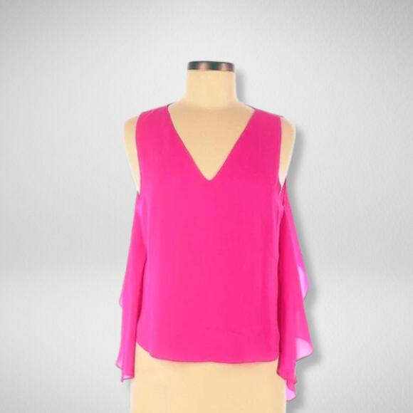1.State Hot Pink Sleeveless Blouse - V-Neck, Size Medium, Workwear Essential - Picture 4 of 4